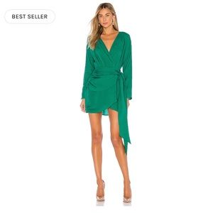 Revolve green mini dress, long sleeve